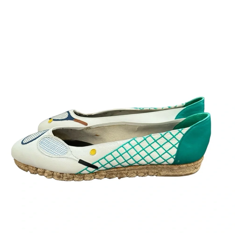Knights LTD Made in Spain women's Leather Espadrille Flats Tennis Design Size 11